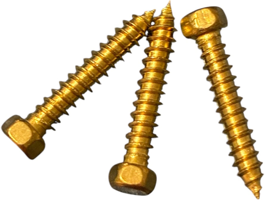 (LSB0106) BRASS HEX HEAD LAG SCREW #1 X 3/8 - 100 pcs/pkg