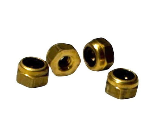 (NIB0080) BRASS NYLON INSERT LOCK NUT 0-80 - 4 pcs/pkg