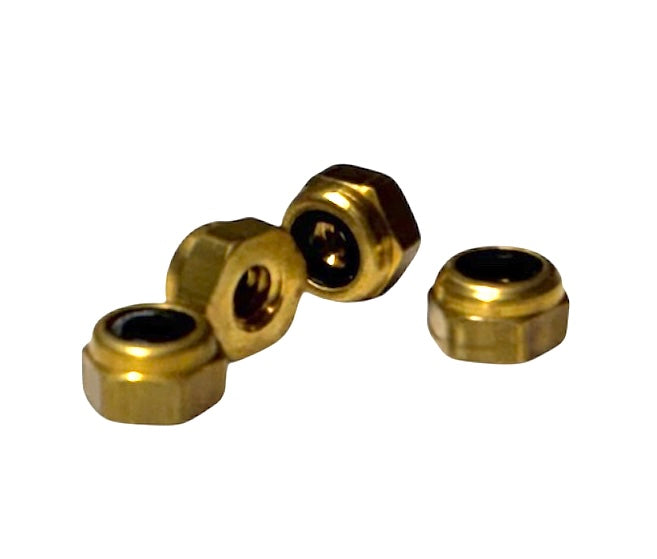 (NIB0080) BRASS NYLON INSERT LOCK NUT 0-80 - 4 pcs/pkg